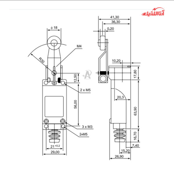 لیمیت سوئیچ دو طرف با قرقره فلزی CNTD مدل TZ-8108