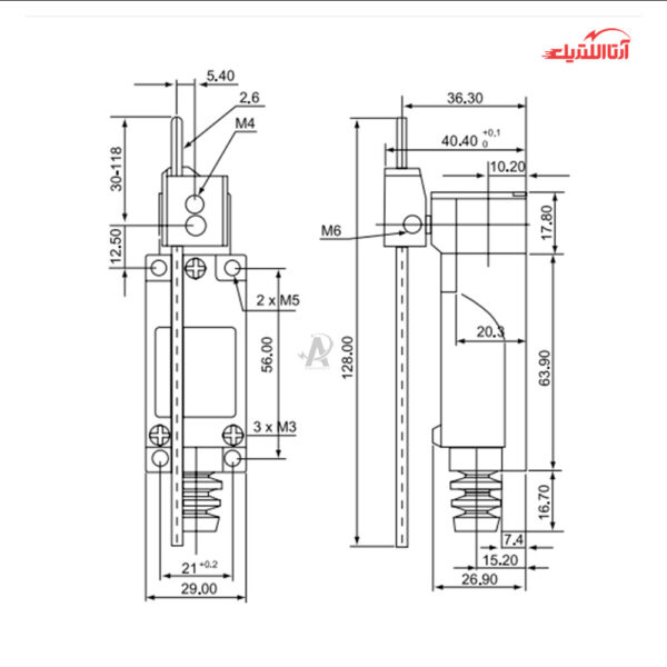 لیمیت سوئیچ میله ای رگلاژی CNTD مدل TZ-8107