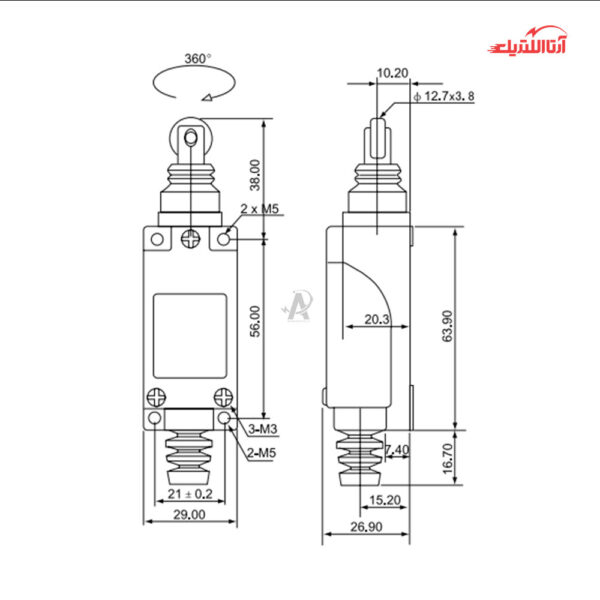 لیمیت سوئیچ فشاری قرقره دار CNTD مدل TZ-8112
