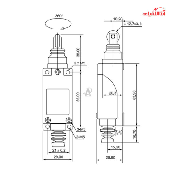 لیمیت سوئیچ فشاری قرقره دار CNTD مدل TZ-8122