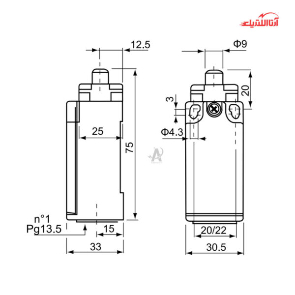 لیمیت سوئیچ فشاری ساده طرح ارش CNTD مدل CZE-00-AM