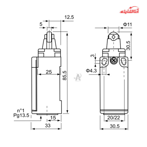 لیمیت سوئیچ فشاری قرقره دار طرح ارش CNTD مدل CZE-00-BM
