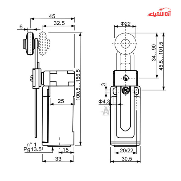 لیمیت سوئیچ رگلاژی طرح ارش CNTD مدل CZE-00-FM