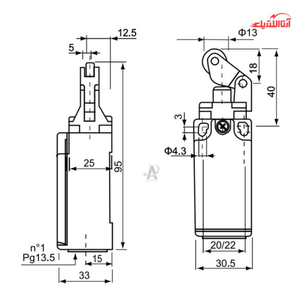 لیمیت سوئیچ فشاری یک طرف طرح ارش CNTD مدل CZE-00-CM-SI