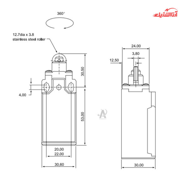 لیمیت سوئیچ فشاری قرقره دار باکالیت CNTD مدل CLS-103
