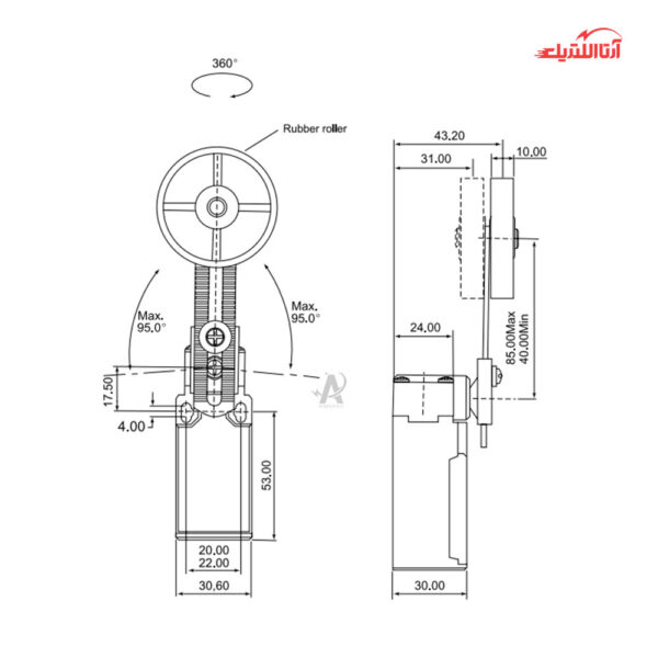 لیمیت سوئیچ رگلاژی قرقره بزرگ باکالیت CNTD مدل CLS-191