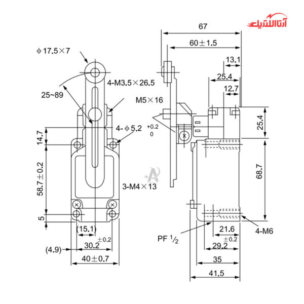 لیمیت سوئیچ تیپ سنگین رگلاژی CNTD مدل CWLCA12-2-Q