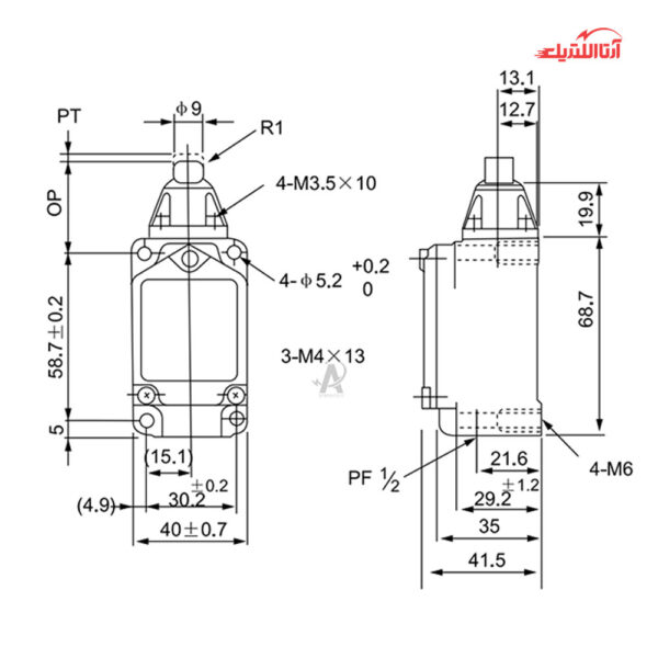 لیمیت سوئیچ تیپ سنگین فشاری ساده CNTD مدل CWLD