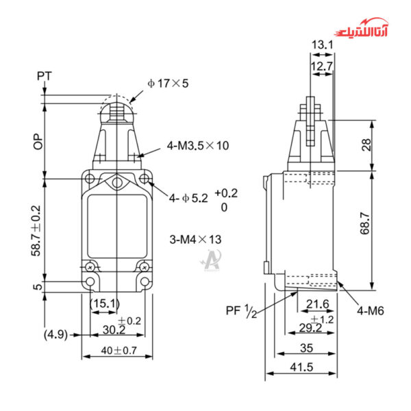 لیمیت سوئیچ تیپ سنگین فشاری قرقره دار CNTD مدل CWLD2