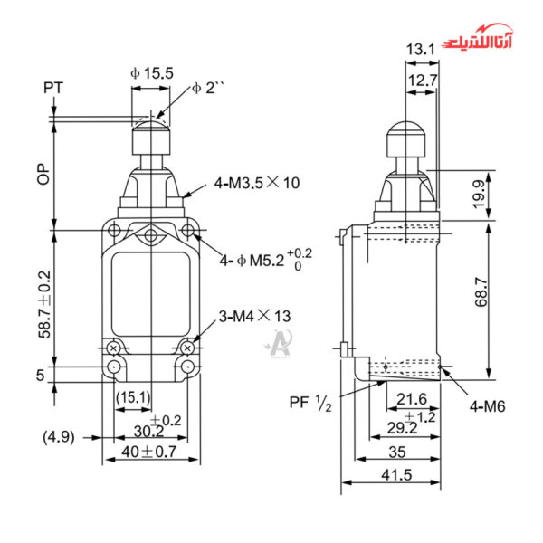 لیمیت سوئیچ تیپ سنگین فشاری ساچمه ای CNTD مدل CWLD3