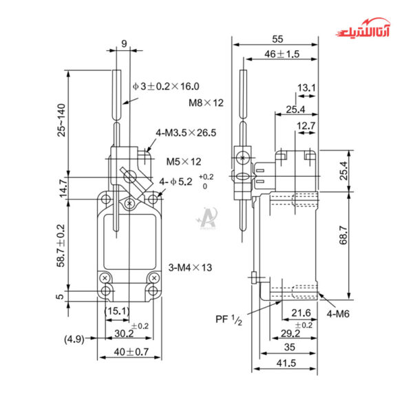 لیمیت سوئیچ میله ای رگلاژی طرح امرن CNTD مدل CWLCL