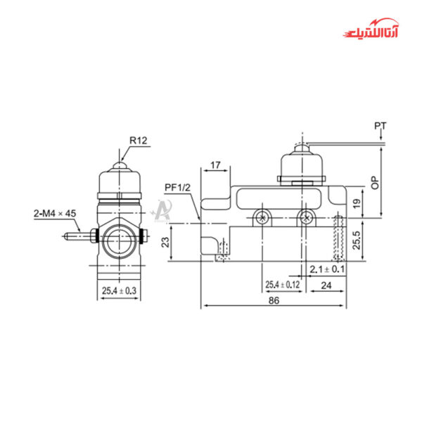 لیمیت سوئیچ حفاظ دار فشاری ساده CNTD مدل TZ-6101