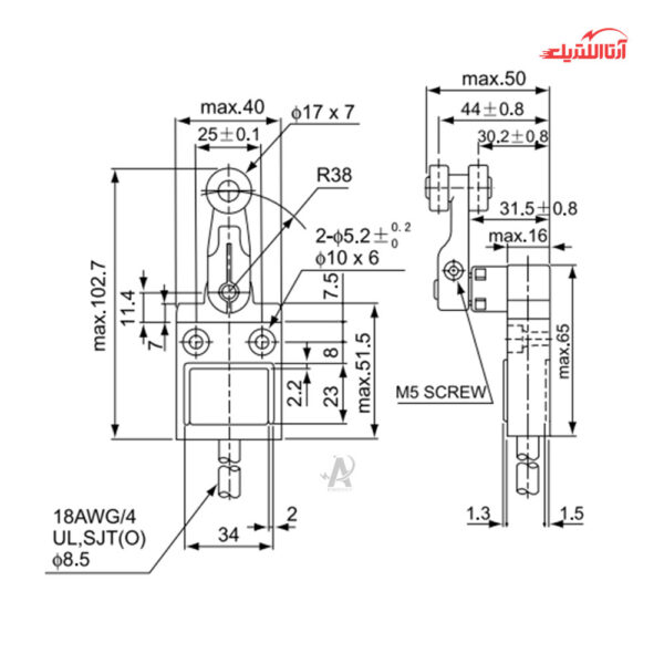 لیمیت سوئیچ کابلی واترپروف CNTD مدل CZ-3104