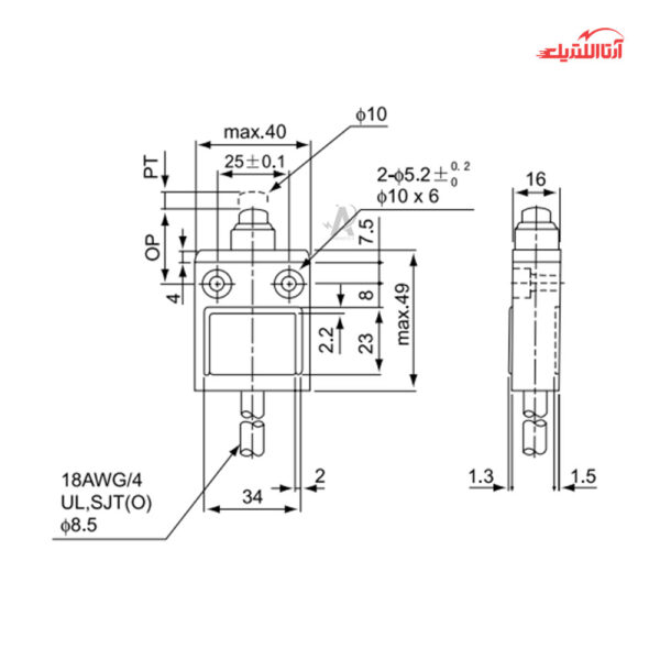 لیمیت سوئیچ کابلی واترپروف CNTD مدل CZ-3111