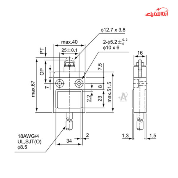 لیمیت سوئیچ کابلی واترپروف CNTD مدل CZ-3102