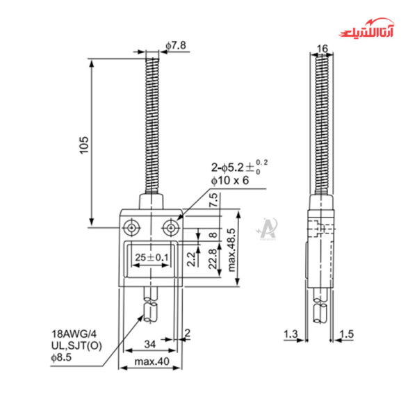 لیمیت سوئیچ کابلی واترپروف CNTD مدل CZ-3167