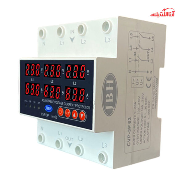 محافظ ولتاژ و جریان سه فاز 63 آمپر JBH مدل CVP-SP کد P44063A1