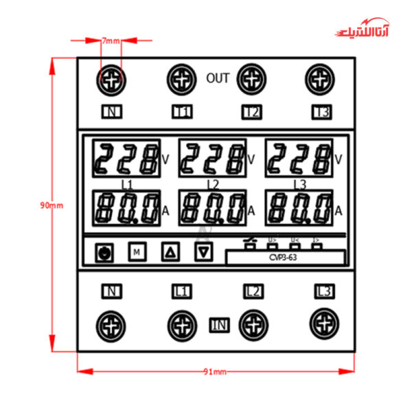 محافظ ولتاژ و جریان سه فاز 63 آمپر JBH مدل CVP-SP کد P44063A1