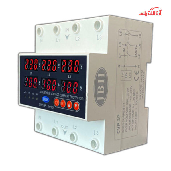 محافظ ولتاژ و جریان سه فاز 100 آمپر JBH مدل CVP-SP کد P44100A1