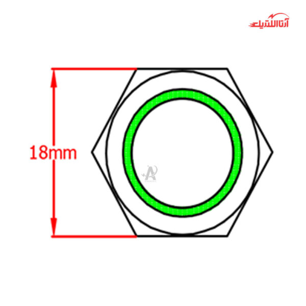 کلید فشاری شستی استارت لحظه‌ای چراغ دار سایز 22 JBH
