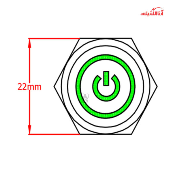 کلید فشاری شستی استارت پاور ماندگار چراغ دار سایز 19 JBH