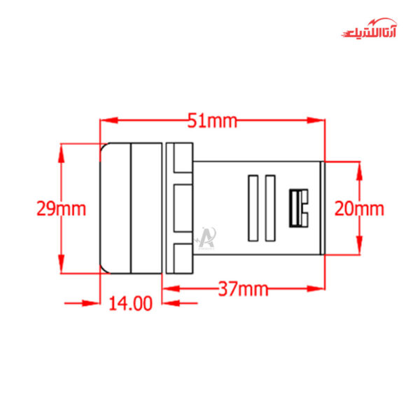 چراغ سیگنال ولت متر گرد JBH کد DI 22-V-R