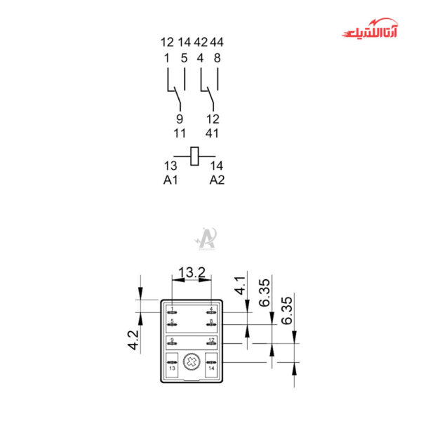 رله شیشه ای 8 پایه 2 کنتاکت 24 ولت DC فیندر کد 55.32.9.024.0094