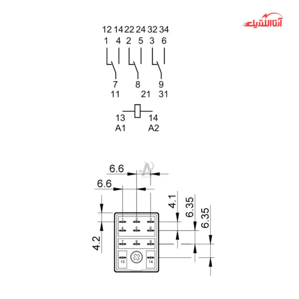 رله شیشه ای 8 پایه 3 کنتاکت 230 ولت AC فیندر کد 55.33.8.230.0050