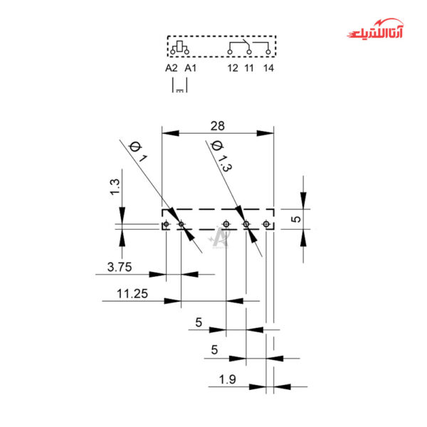 رله الکترو مکانیکی 5 پایه تک کنتاکت 60 ولت DC فیندر کد 34.51.7.060.0010