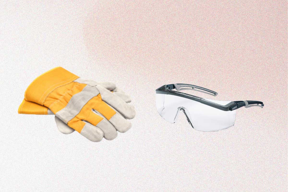 دستکش و عینک ابزار ایمنی برای خانه
