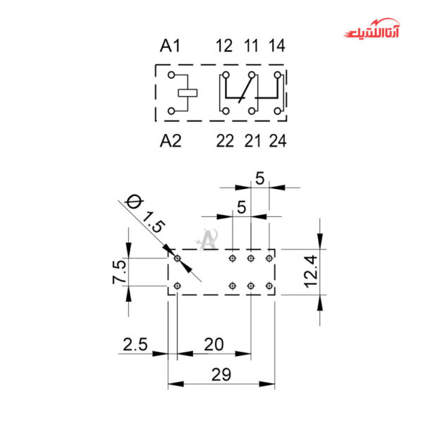 رله شیشه ای 8 پایه 2 کنتاکت 110 ولت DC فیندر کد 40.61.9.110.0000