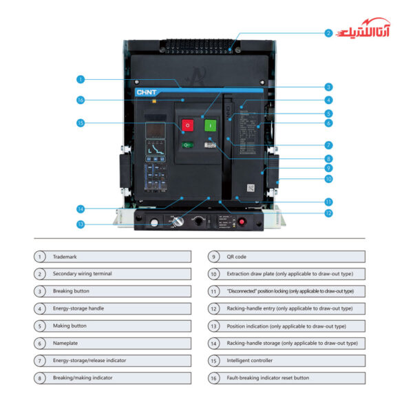 کلید هوایی 2000 آمپر کشویی موتور دار چانت کد NXA20N20-MD3
