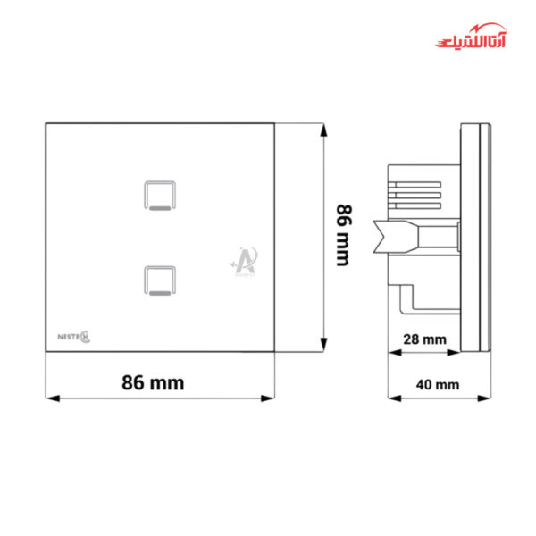 کلید لمسی دو پل ترکیبی نستک سری INNOVA کد NE3MS01XG2