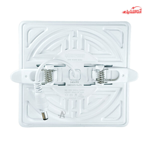 پنل سقفی توکار 18 وات مربع فریم لس فنر متغیر بدیع نور مدل S2