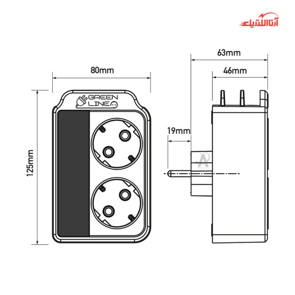 محافظ برق 2 خانه دوشاخه ای صوتی تصویری و کامپیوتر گرین مدل GLP102