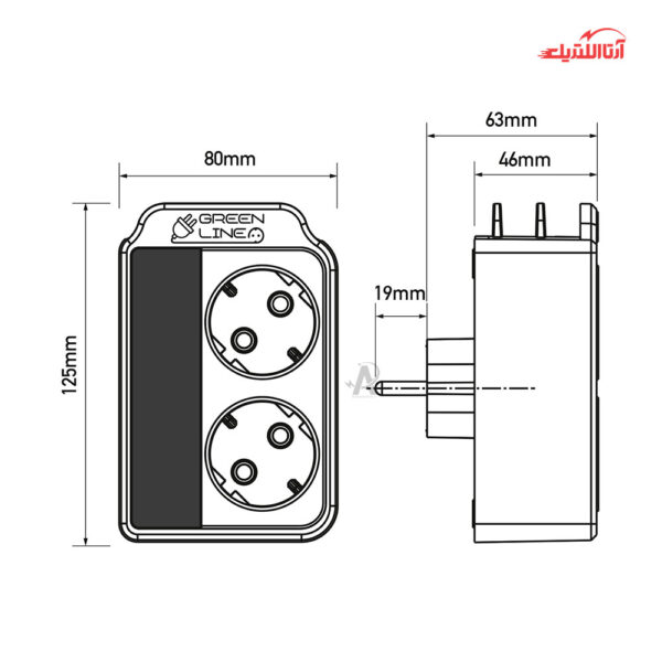 محافظ برق 2 خانه دوشاخه ای پکیج و ماشین لباسشویی گرین مدل GLP162