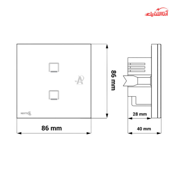 کلید لمسی هوشمند دو پل ترکیبی RF نستک سری INNOVA کد NE4MS01XG1