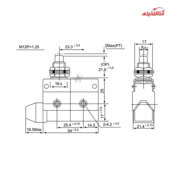 لیمیت سوئیچ قاب دار فشاری ساده CNTD مدل CZ-7310