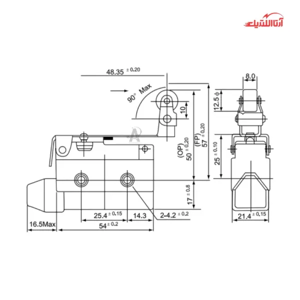 لیمیت سوئیچ قاب دار اهرمی قرقره دار CNTD مدل CZ-7124