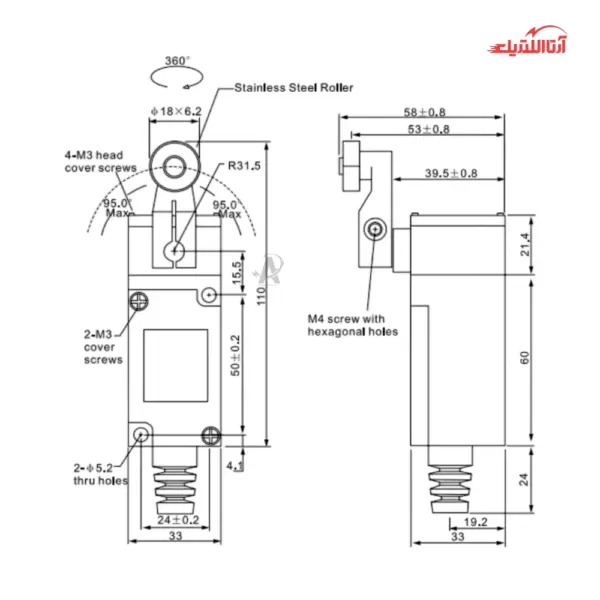 لیمیت سوئیچ بدنه باریک قرقره دار CNTD مدلCHL-5000