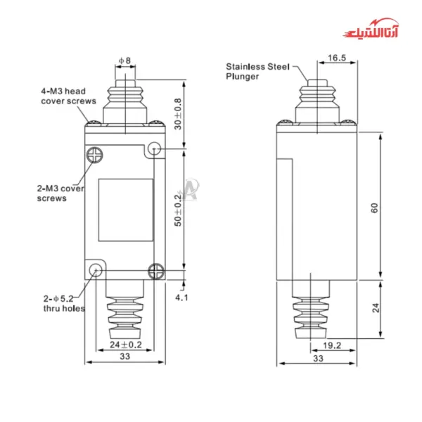لیمیت سوئیچ بدنه باریک فشاری ساده طرح امرن CNTD مدلCHL-5100
