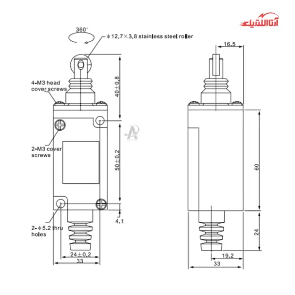 لیمیت سوئیچ بدنه باریک فشاری قرقره دار طرح امرن CNTD مدلCHL-5200