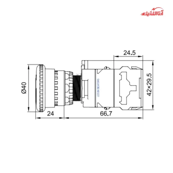 شستی قارچی قفل شو چراغدار 220 ولت CNTD مدل LA38-11ZSD40-C3/RD220