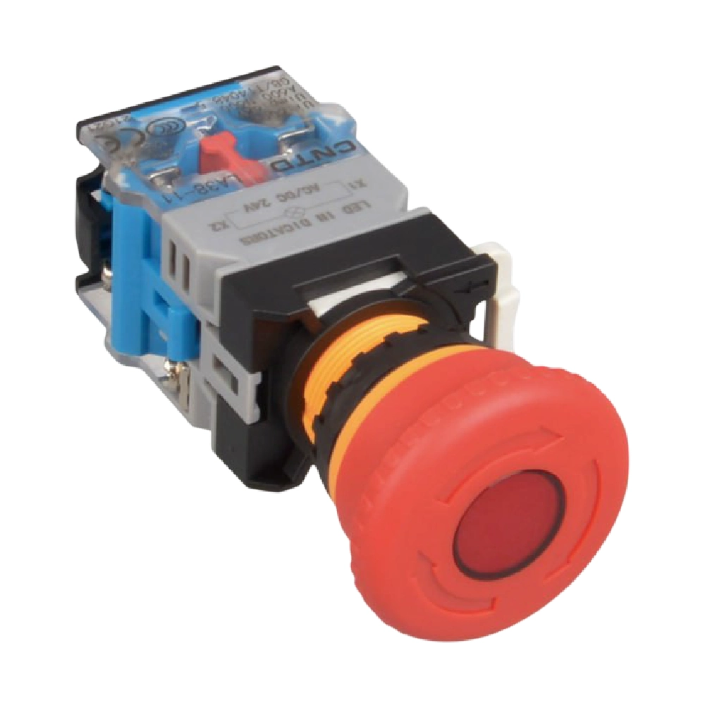 شستی قارچی قفل شو چراغدار 220 ولت CNTD مدل LA38-11ZSD40-C3/RD220