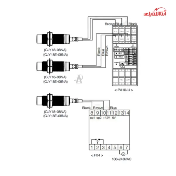 سنسور القایی سرتخت 8mm کابلی 3 سیم CNTD مدل CJY08E-01