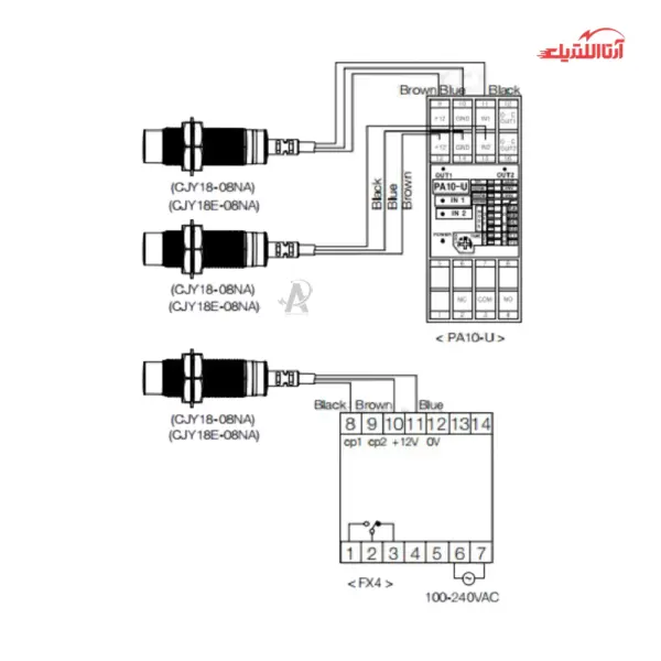 سنسور القایی سر تخت 12mm کابلی3 سیم CNTD مدل CJY12E-02