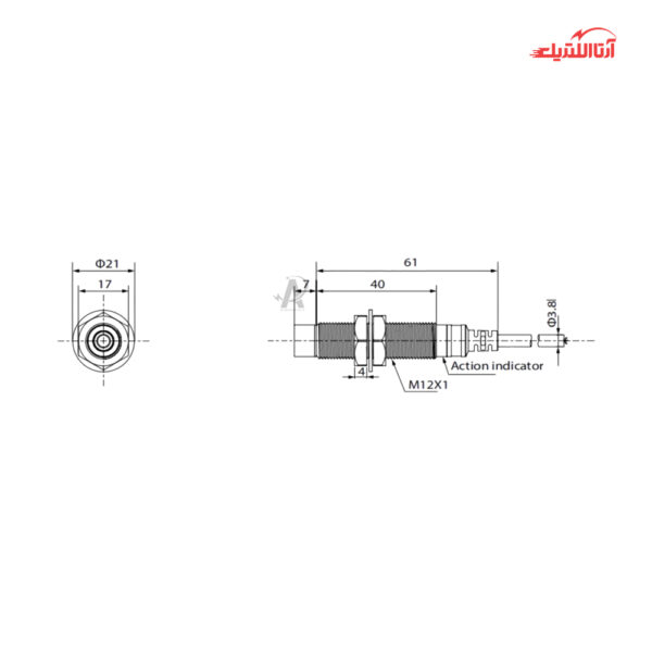 سنسور القایی سربلند 12mm کابلی 3 سیم CNTD مدل CJY12S-07