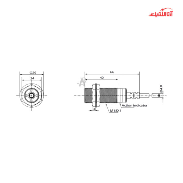 سنسور القایی سرتخت 18mm کابلی 2 سیم AC برند CNTD مدل CJY18E-05