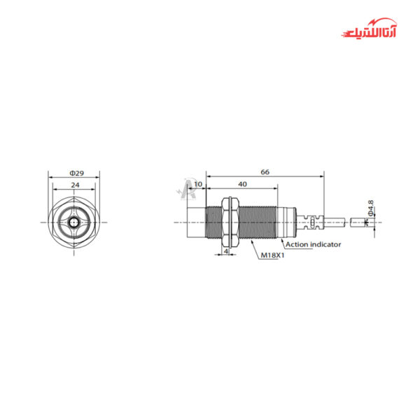 سنسور القایی سربلند 18mm کابلی 2 سیم AC برند CNTD مدل CJY18E-08