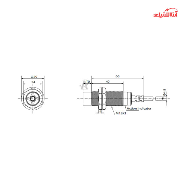 سنسور القایی سربلند 18mm کابلی 3 سیم CNTD مدل CJY18S-15